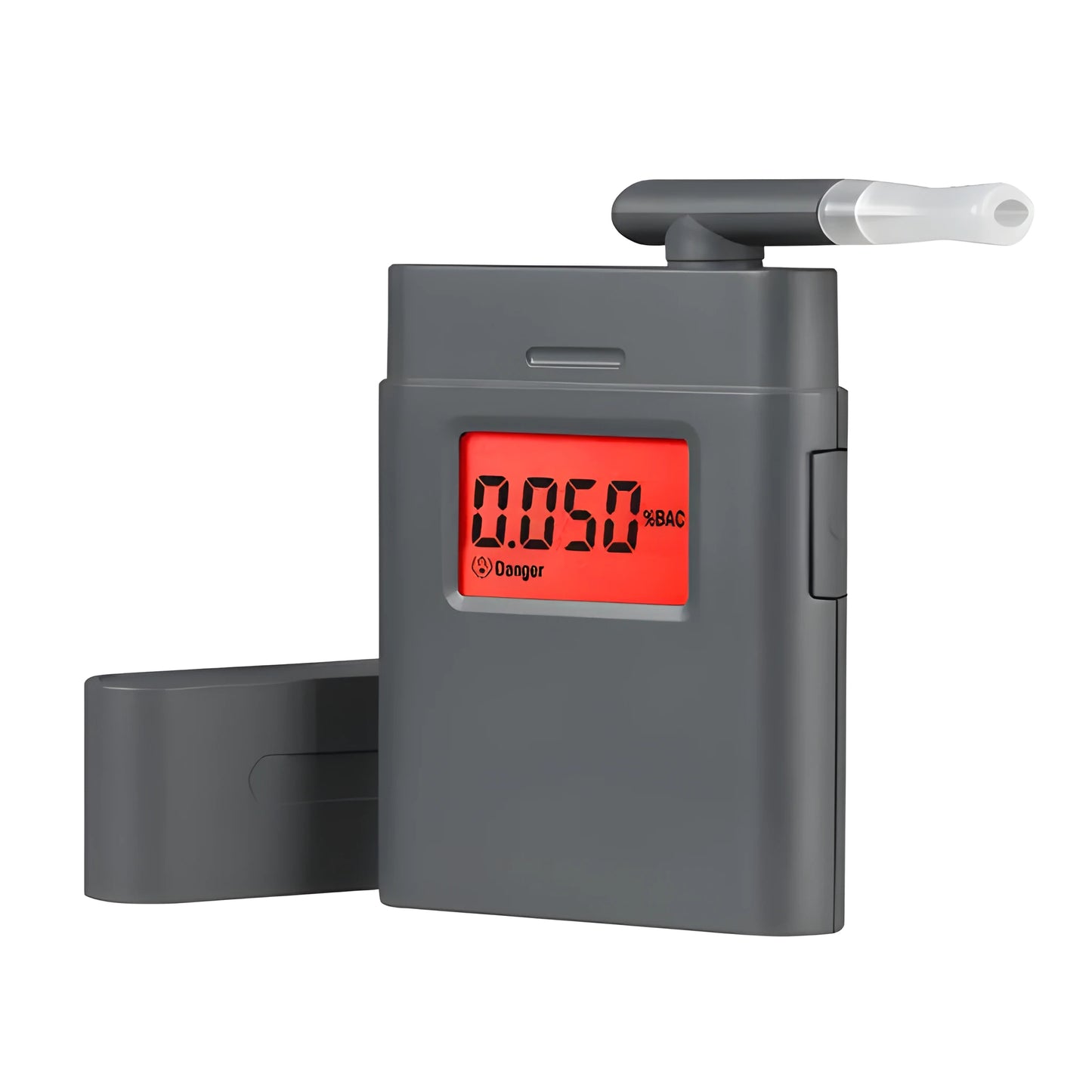 Black At-838 digital alcohol breathalyser on a plain background.
