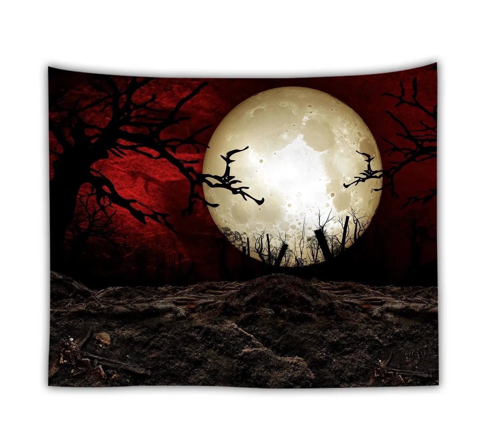 Ocean moon nature tapestry wall hanging in polyester, 150x200cm size with digital print for dorm decor