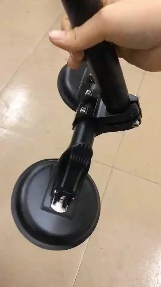 Black off-road car sucker base with round rubber suction cup for vehicle window mounting