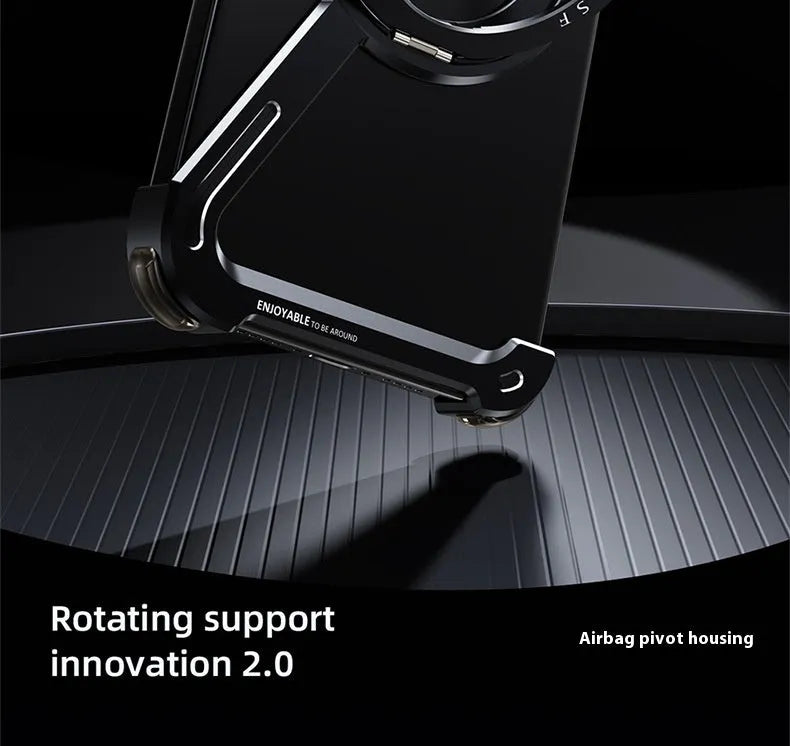 Black electroplated aluminium alloy iPhone 17 Pro Max case with integrated magnetic bracket