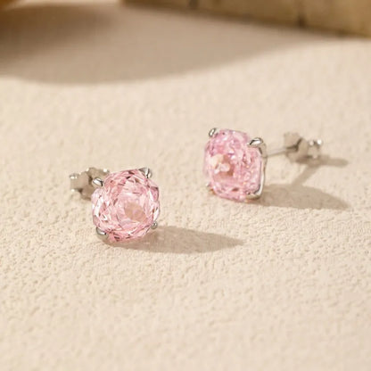 S925 sterling silver rose stud earrings for women in 6mm and 8mm sizes with butterfly backs