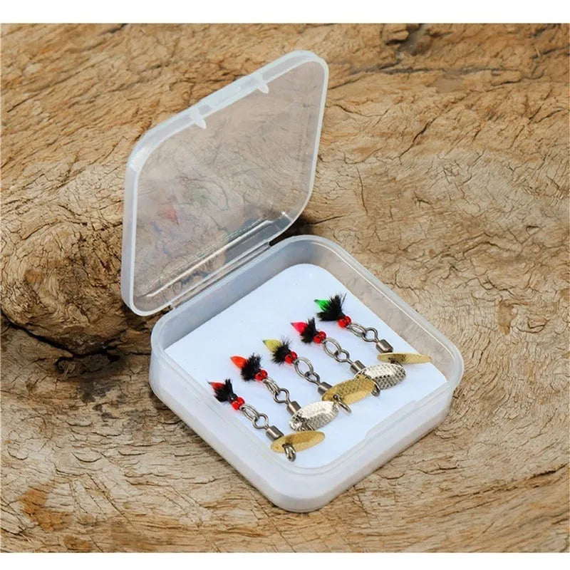 Five bionic poisonous mosquito and fly fishing hooks with spinning sequins