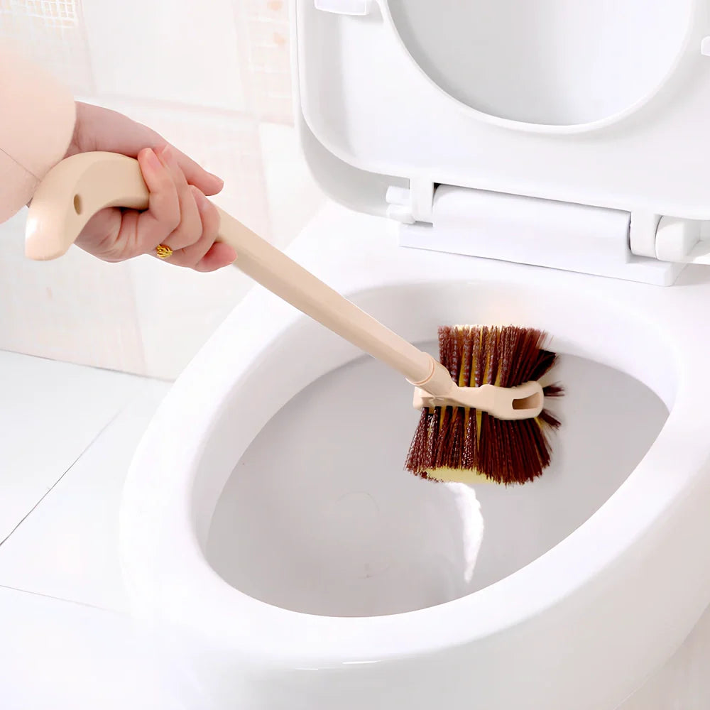 Brown imitation wood long handle toilet brush measuring 60cm with PP construction