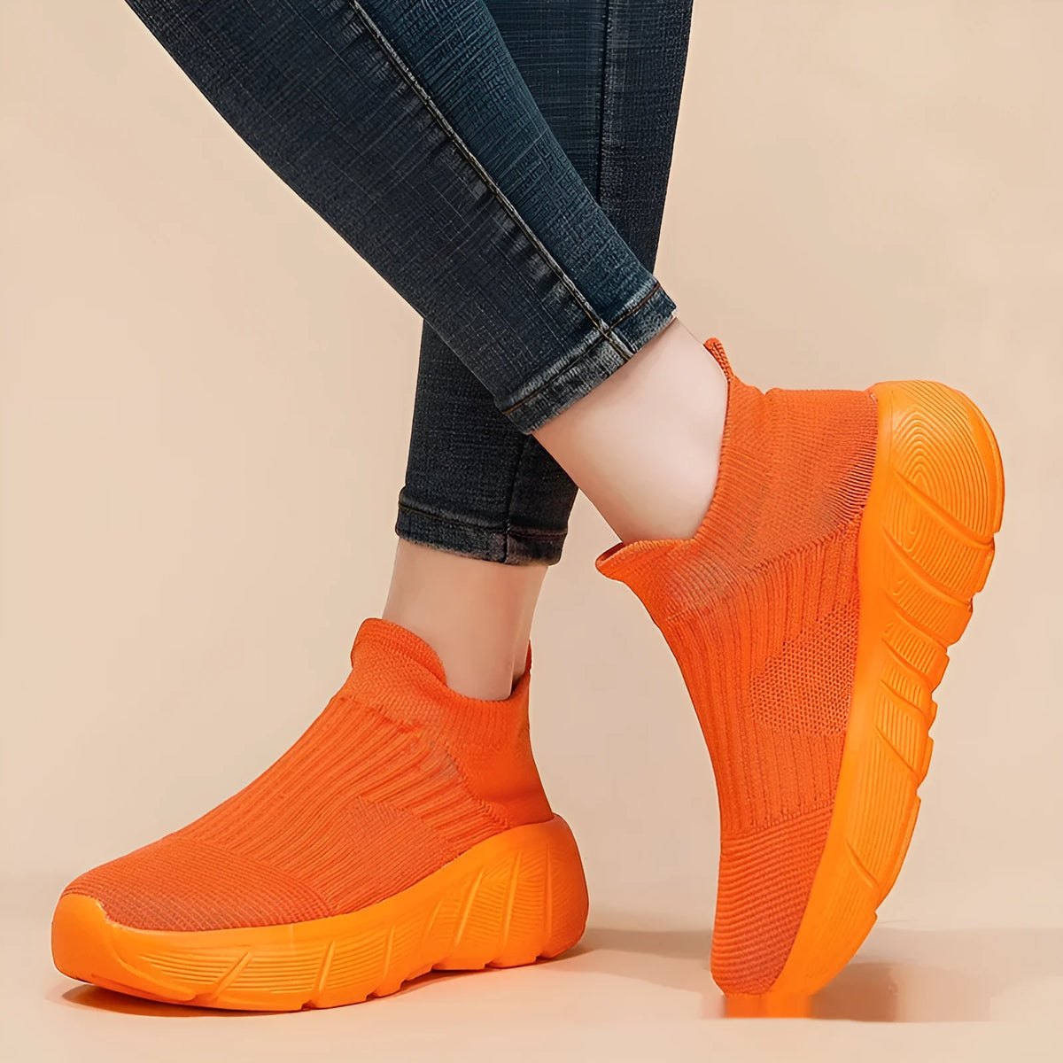 Men's slip-on sneakers with thick sole, mesh inner, rubber sole, black colour, size 36-45