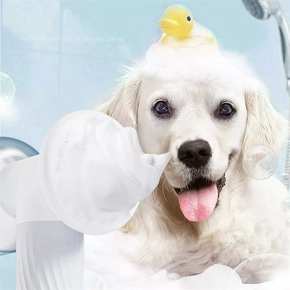 Automatic foaming pet bath brush with soap dispenser for dogs and cats
