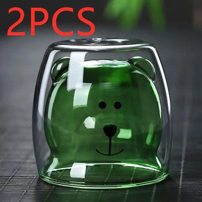 Double layer panda skull wine cup with Christmas tree design inside