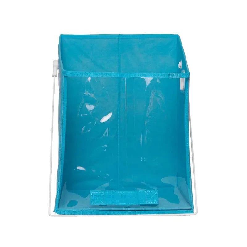 Blue folding detachable storage basket with clear front panel, large 41x33x33cm or small 27x24x24cm, holds 4kg
