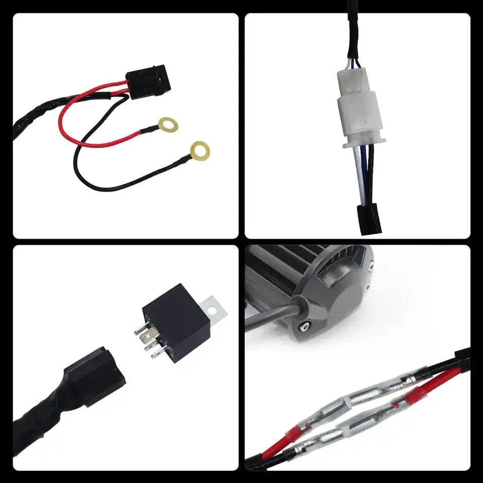 Automotive LED roof spotlight wiring harness with 2 metre silicone cable