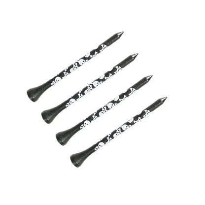 Black bamboo golf dowel pins with skull print in 70mm and 83mm sizes