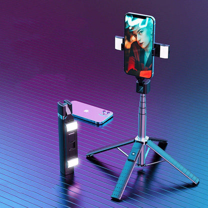 Bluetooth selfie stick with dual fill lights for perfect photos anytime