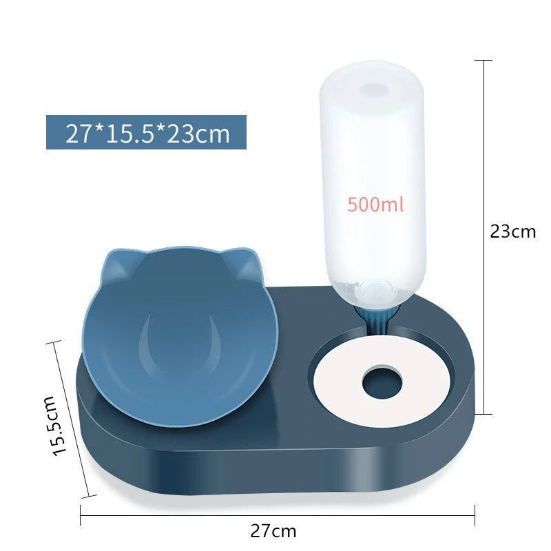 Two-in-One Pet Bowl with Automatic Water Dispenser in various colors
