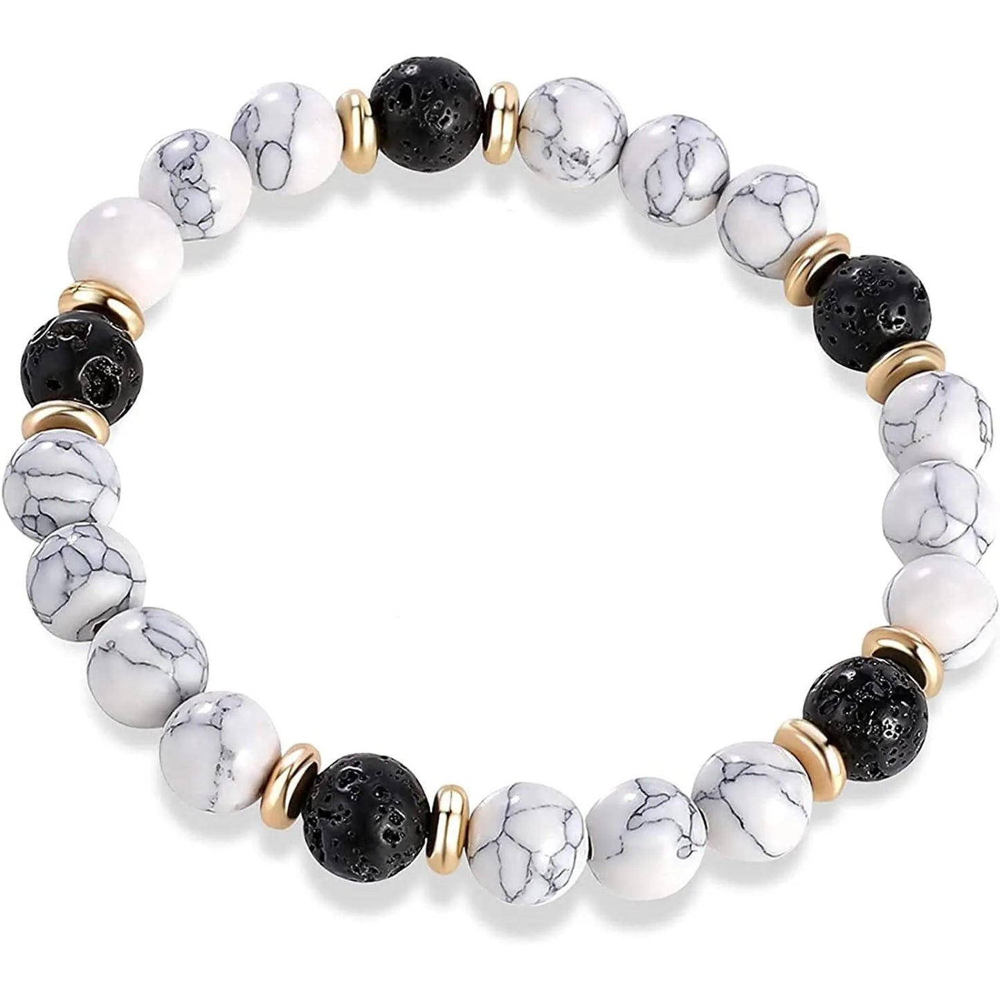 Handcrafted natural stone bracelet with alloy volcano white turquoise charm in a simple design.