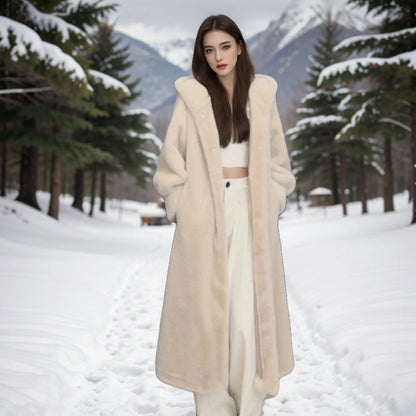 Brown leopard print faux fur coat with regular sleeves, 100cm length, plus size outerwear