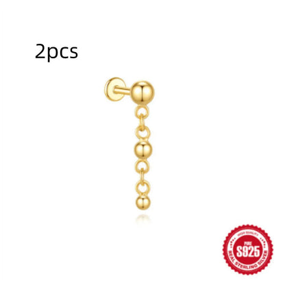 S925 sterling silver water drop shaped earrings with a flat spiral design in a gold electroplated finish.