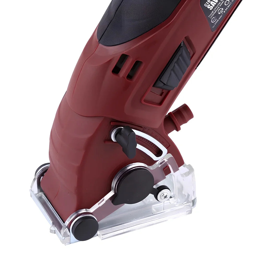 ROTORAZER compact hand-held saw with parallel rail accessory and 54.8mm blade