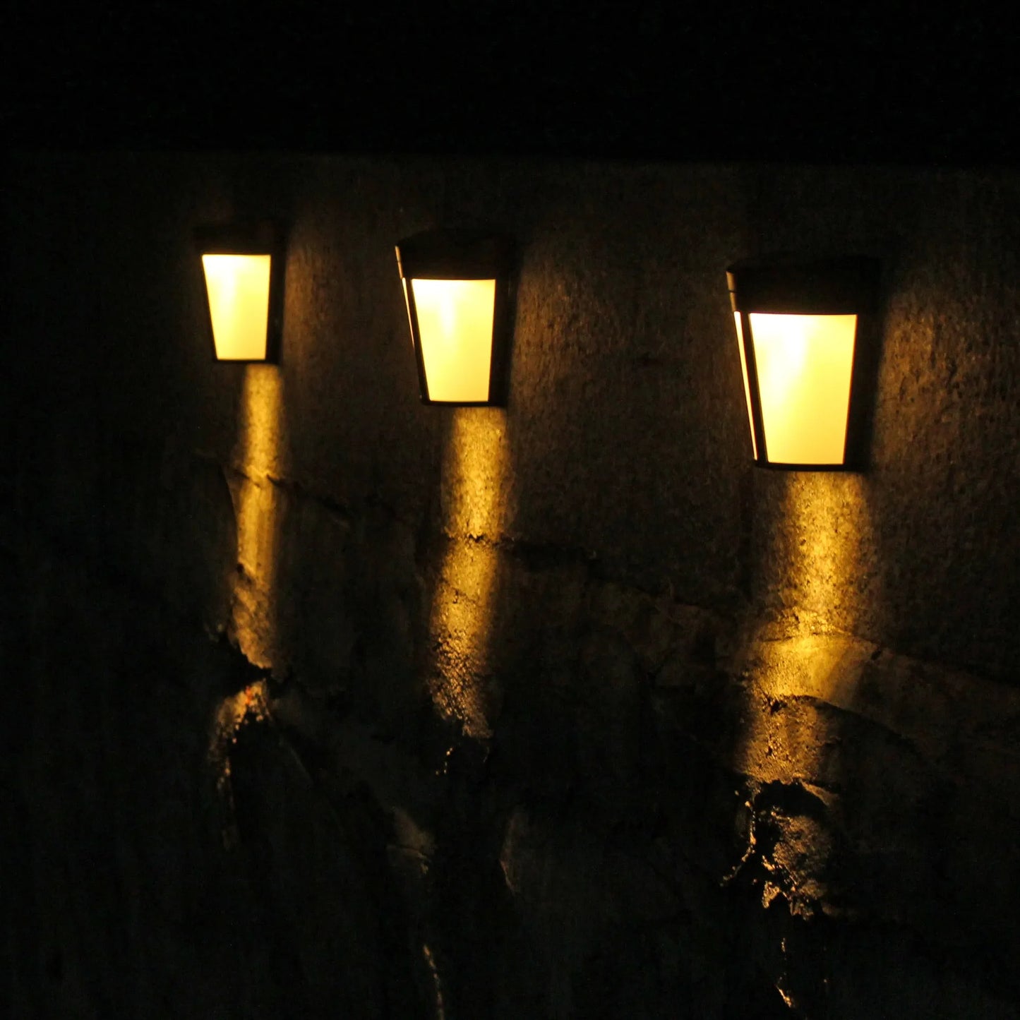 Solar-powered outdoor wall lamp with six LED lights and IP65 waterproof protection for landscape lighting