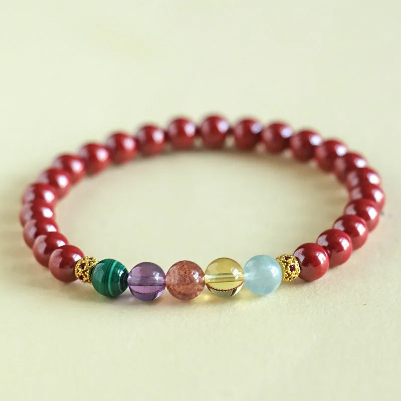 Purple Gold Cinnabar Crystal String Beads Bracelet handmade adjustable couple bracelet with 4mm or 6mm purple gold sand crystal beads original design jewellery gift