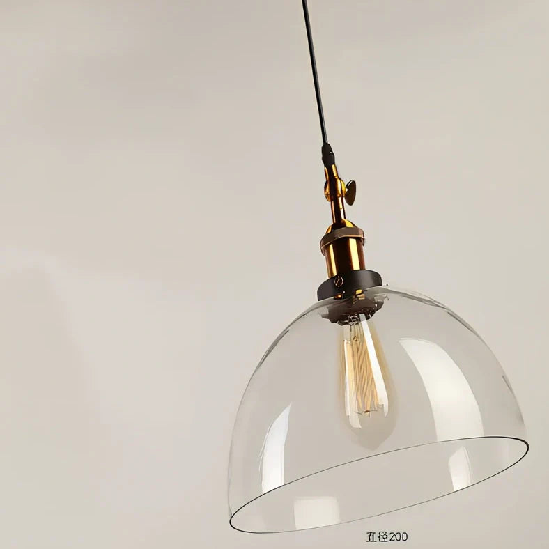 Nordic retro glass chandelier with fishing line design and LED lighting in amber, soot, or transparent finish