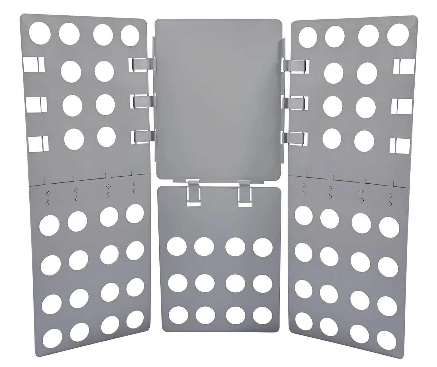 Adjustable clothes folding board showing 40x48cm and 68x57cm sizes with PP+PE construction