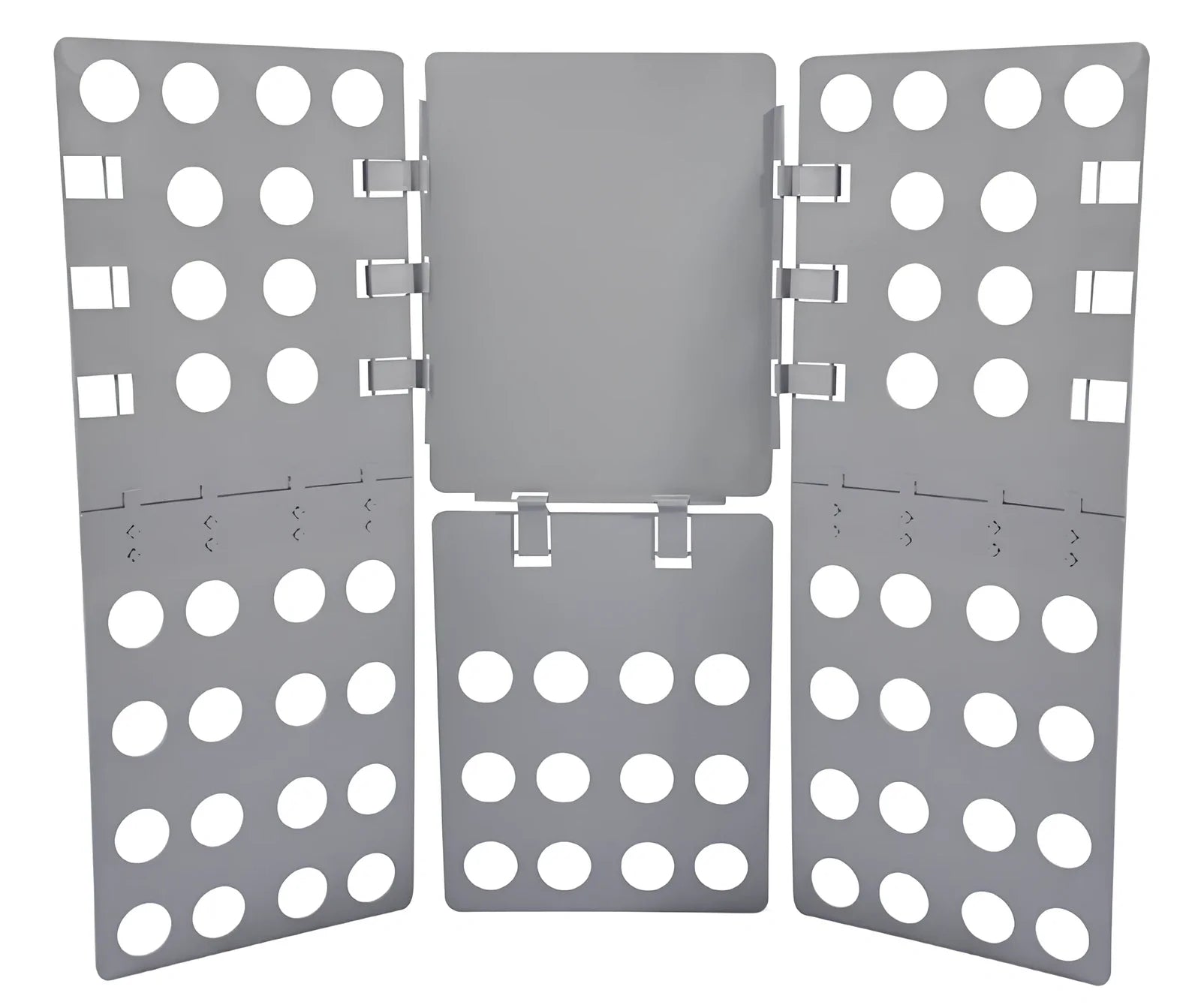 Adjustable clothes folding board showing 40x48cm and 68x57cm sizes with PP+PE construction