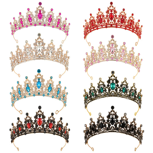 Baroque crown bride headdress in alloy with rhinestone embellishment on a white background.