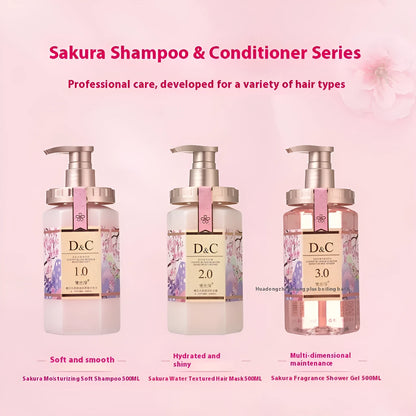 Sakura shampoo, hair conditioner and shower gel 500ml wash nursing suite set