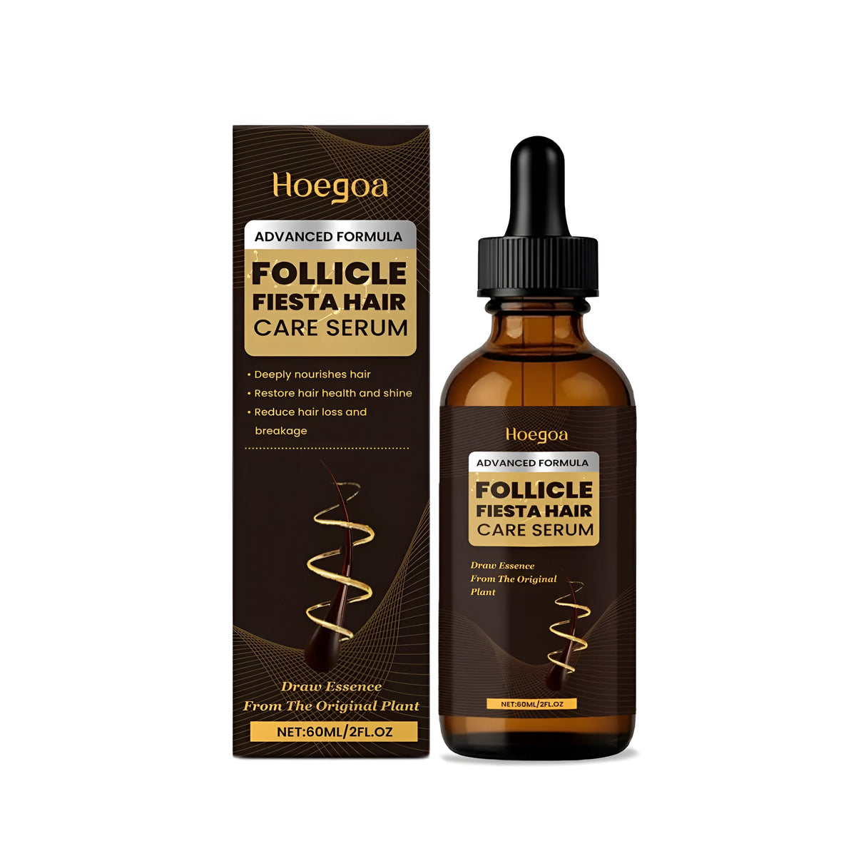 60ml hair care serum bottle with glycerin vitamin E ginger root oil and rosemary oil