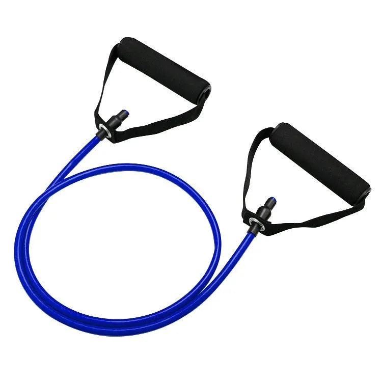 Adjustable chest expander with colour-coded TPE tension rope showing 10LB to 30LB resistance options