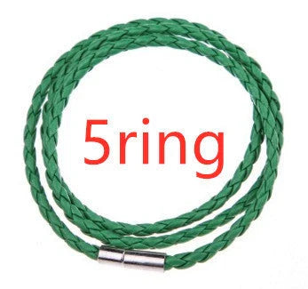 Personalized men's braided leather bracelet with stainless steel beads and custom name charm