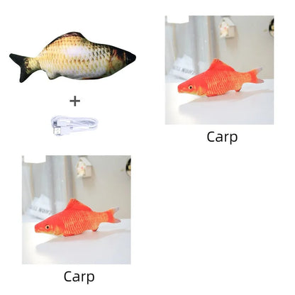 Electronic jumping fish cat toy 30cm length USB rechargeable multicolour PP material