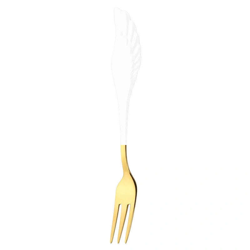 304 stainless steel angel wing spoon and fork set in various colors