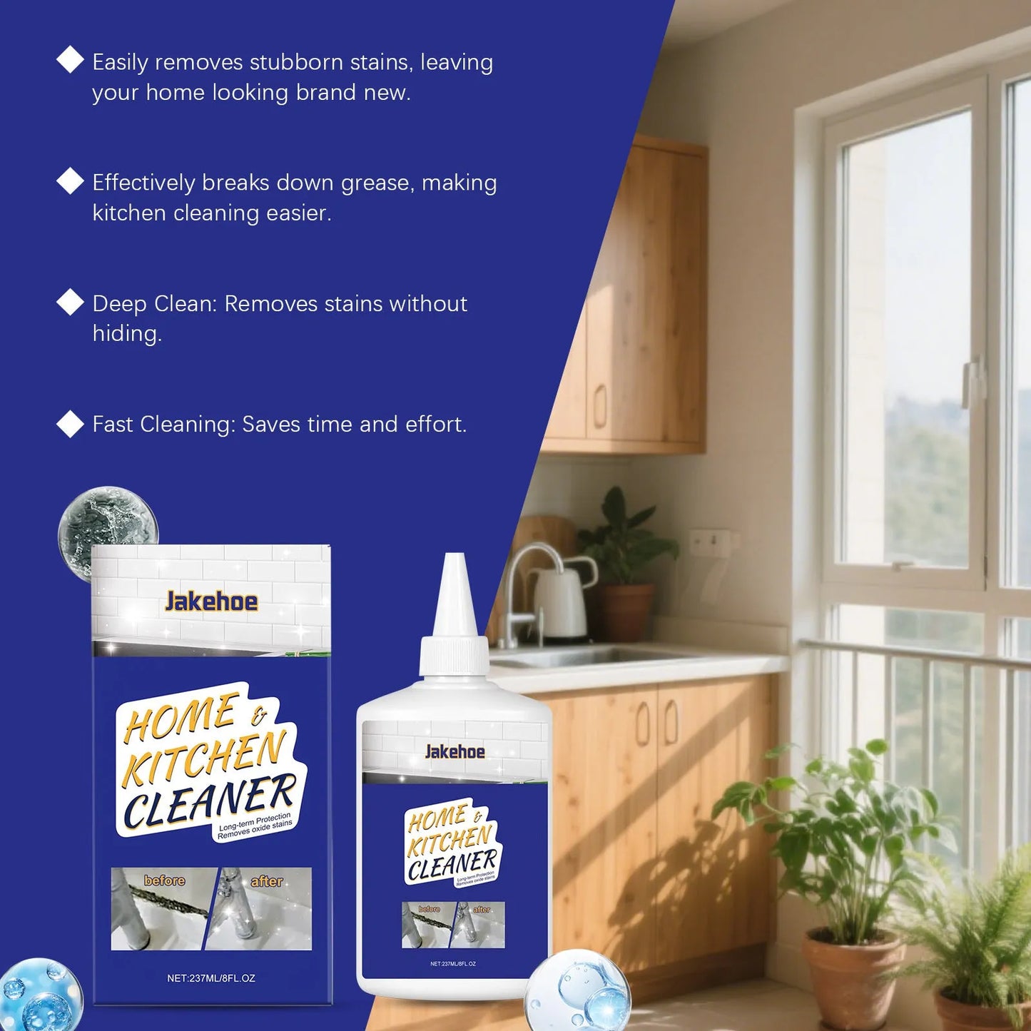 A 237ml tube of thick, blue decontamination gel for cleaning kitchen and bathroom surfaces.