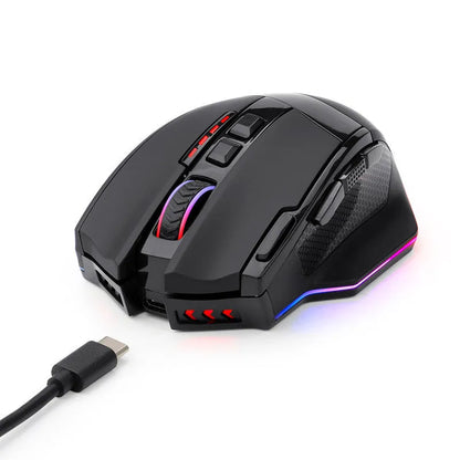 Black Redragon M801P wireless gaming mouse with nine buttons and ergonomic right-handed design