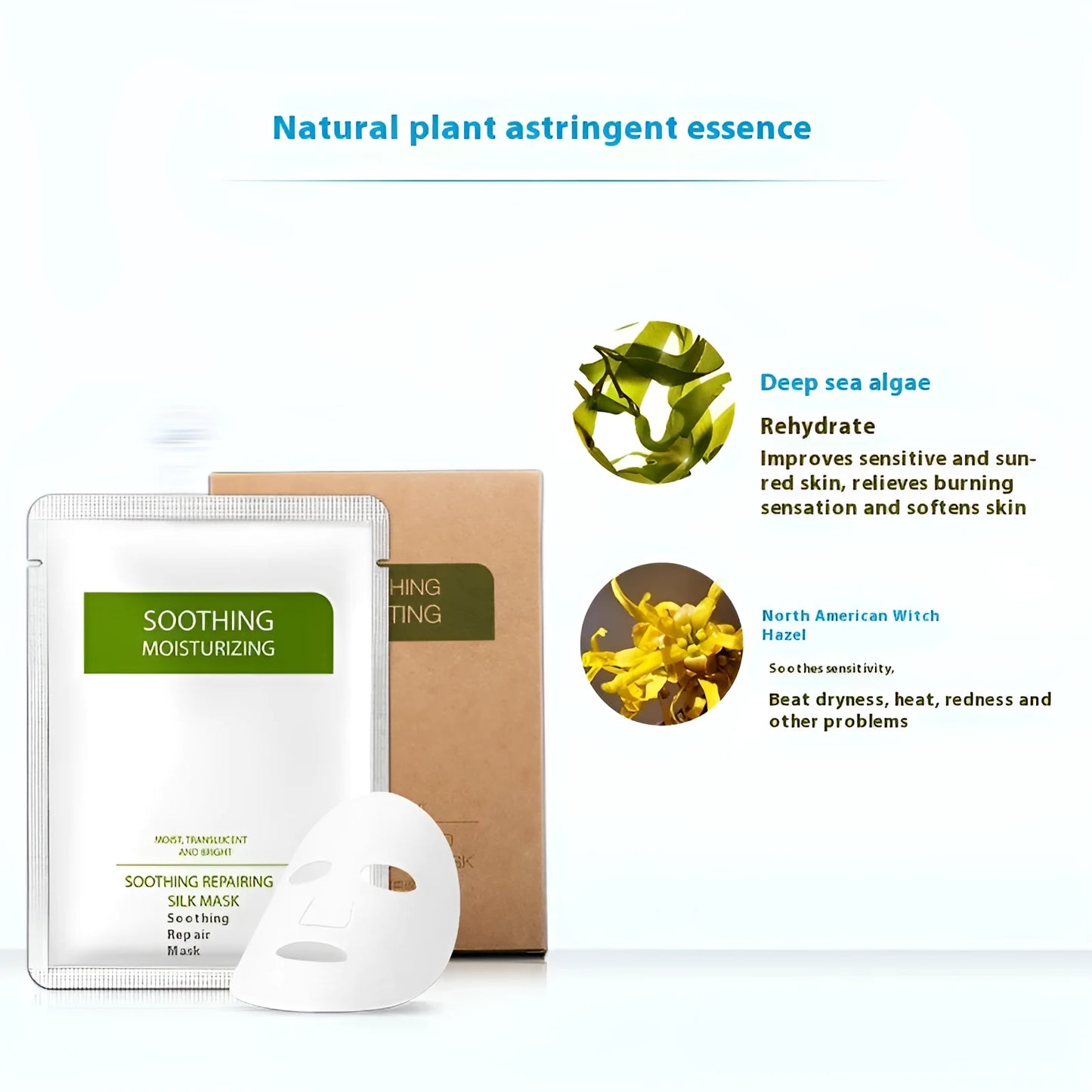White silk facial sheet mask for sensitive skin with 25g moisturising content