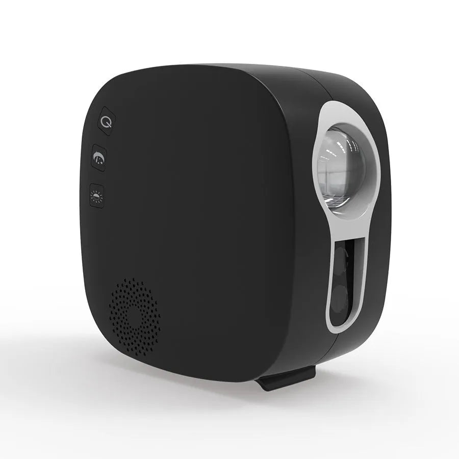 Black laser starry sky projector projecting colourful nebula patterns with moon shapes