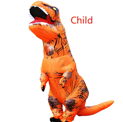 Jurassic World inflatable T-Rex costume standing 2.2m tall with battery fan and complete accessory set