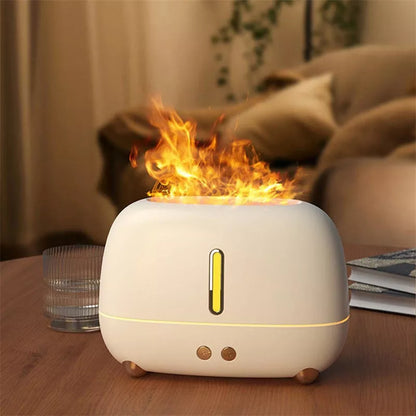 Upgraded Flame Humidifier with LED flame effect and essential oil diffuser