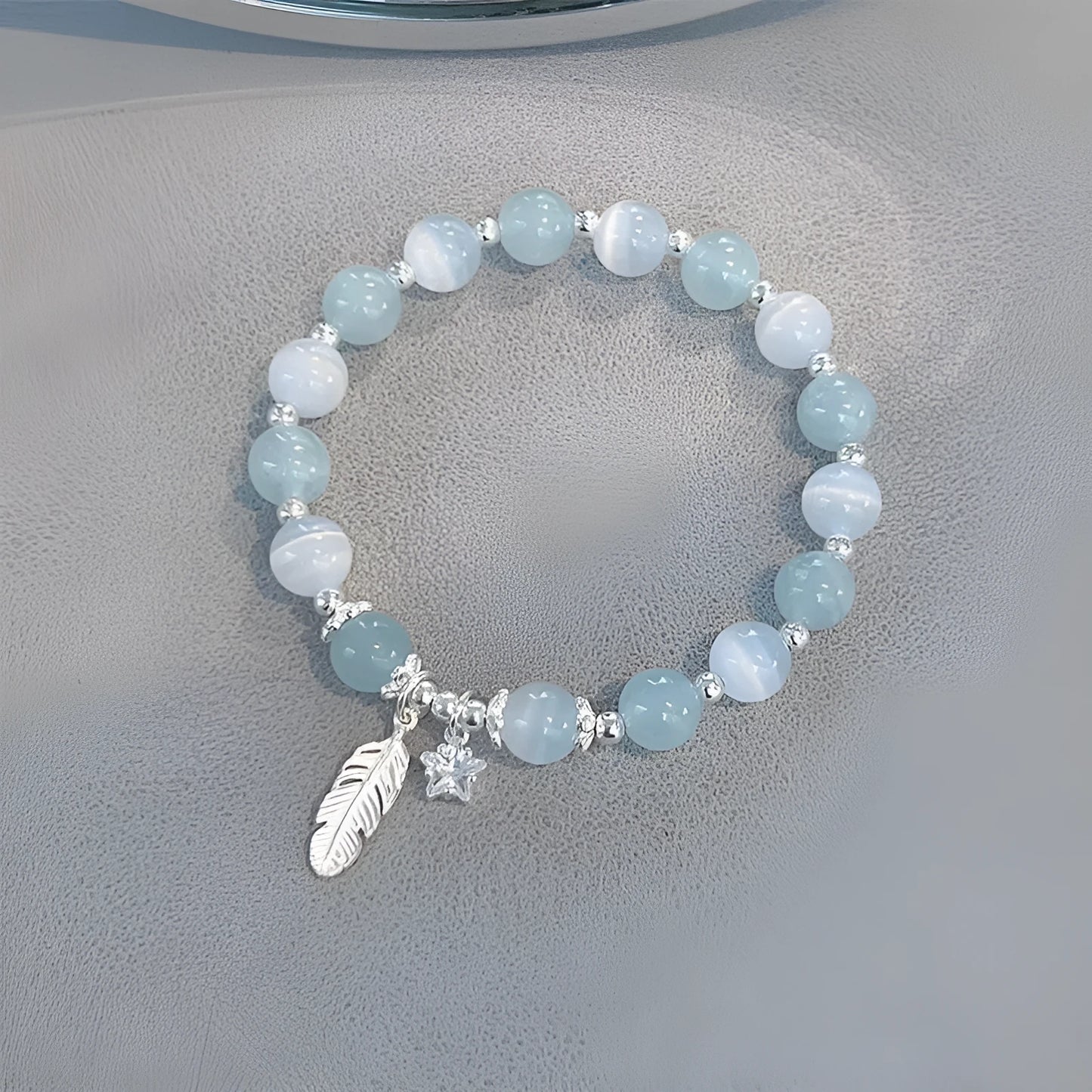 Small white girl crystal bracelet with feather XINGX blue moonlight colour and Korean style design
