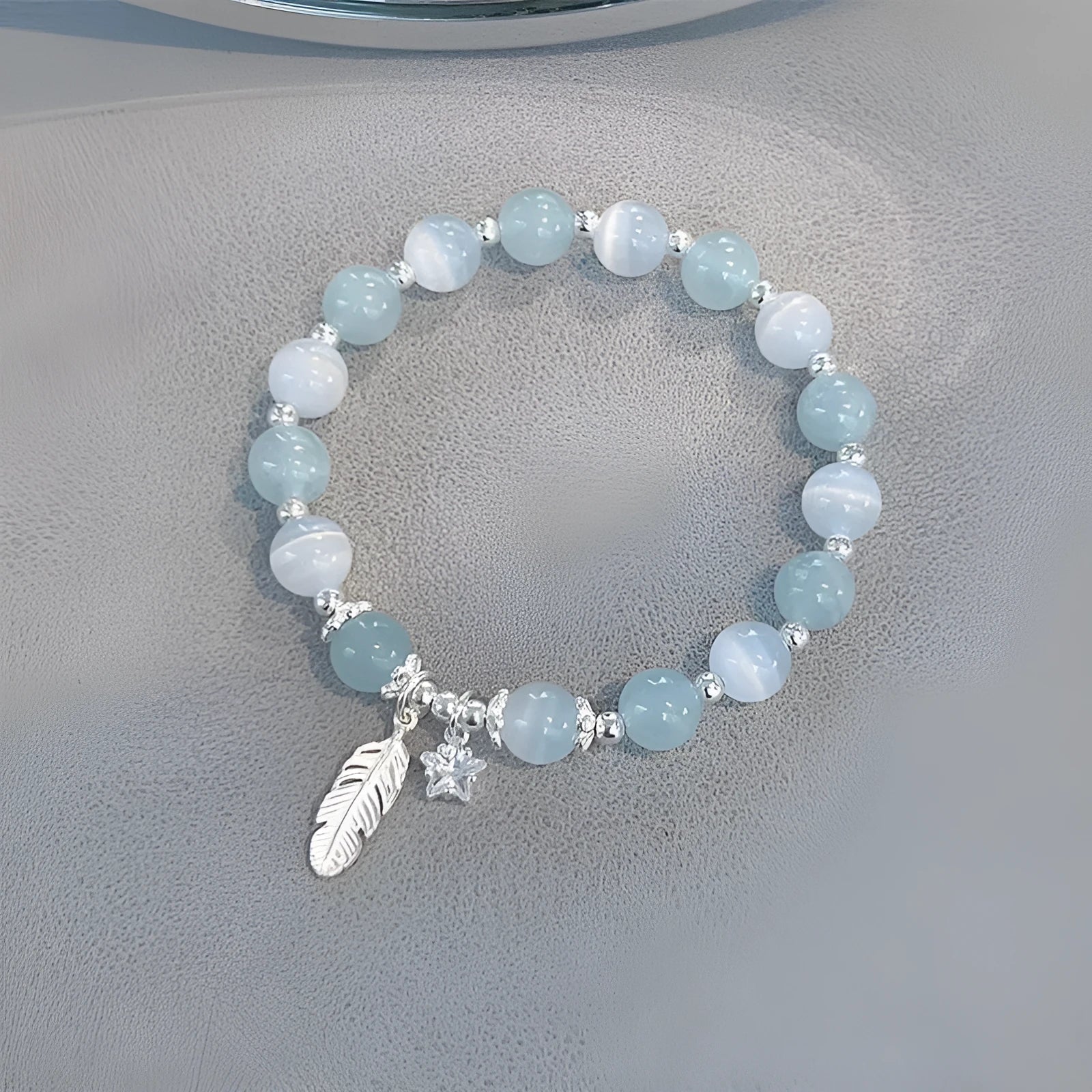 Small white girl crystal bracelet with feather XINGX blue moonlight colour and Korean style design