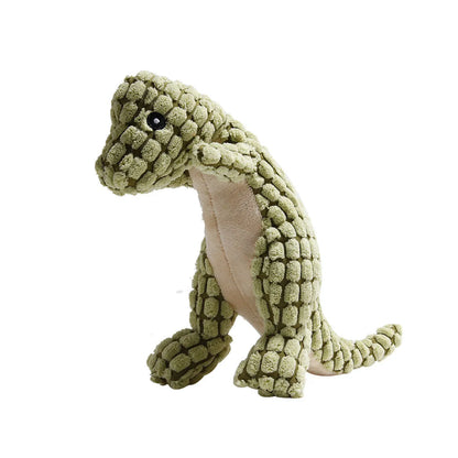 Durable grey, green, and orange dog toy with sound for biting and boredom relief.