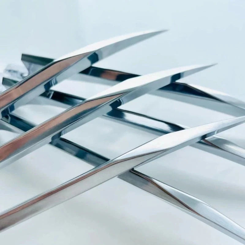 Premium aluminum cosplay war claws in matte and mirror finish for costumes and Halloween