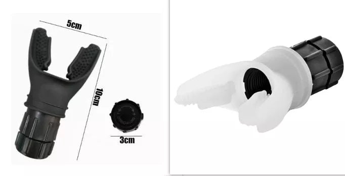 Portable breathing trainer in white and black with adjustable resistance for enhanced lung capacity