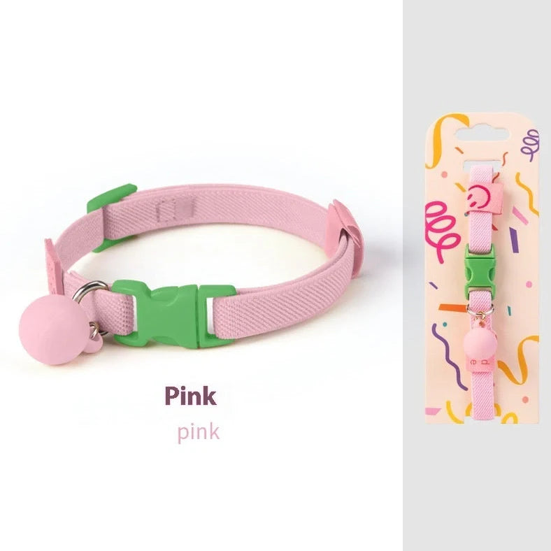 High elasticity polyester pet collar for small dogs in seven colours with 22-32cm adjustable range