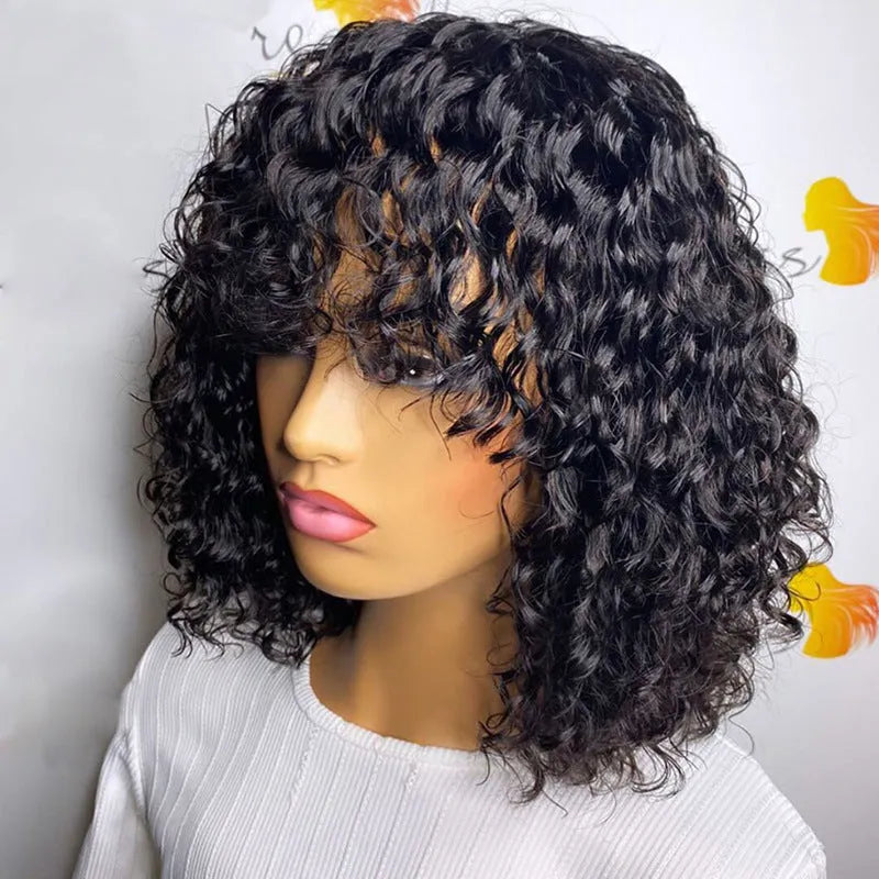 Full machine made water wave BOB wig for ladies in short hair length, 8 to 14 inch options