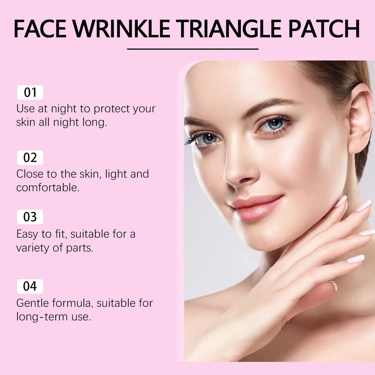 Pack of 144 hyaluronic acid facial adhesive patches for fine line nursing care.