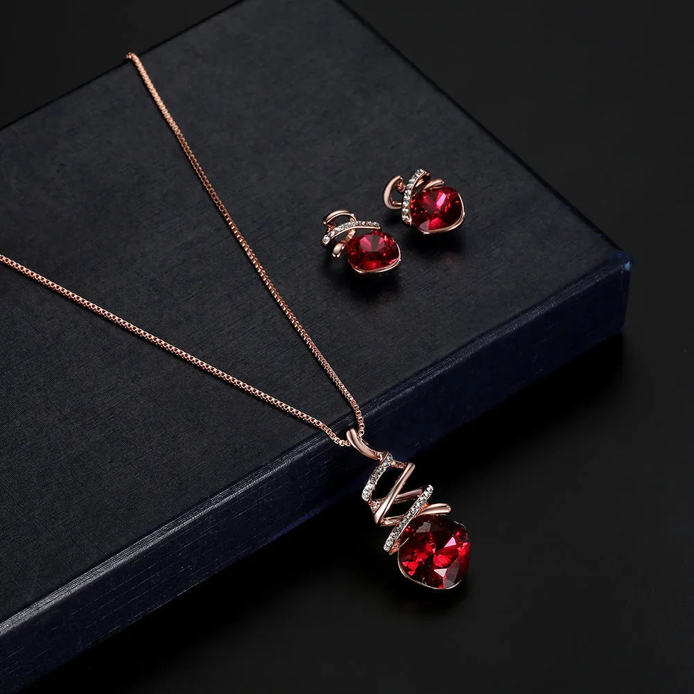 Women's alloy bridal jewellery set with adjustable water wave chain necklace and matching earrings