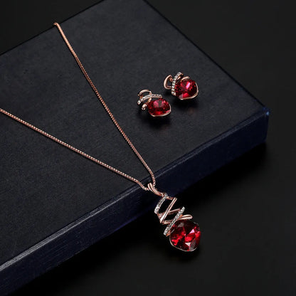 Women's alloy bridal jewellery set with adjustable water wave chain necklace and matching earrings