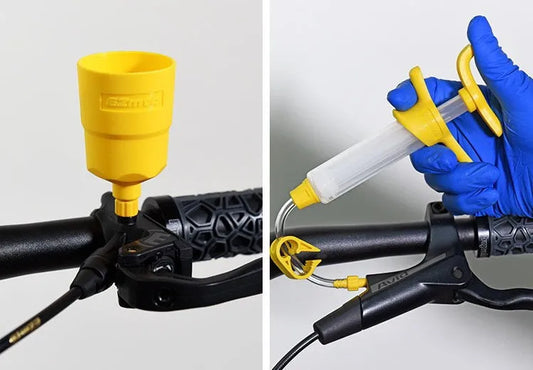 Bicycle brake bleed kit with metal fittings, syringes, and adapters for AVID, SHIMANO, MAGURA brands