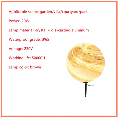 Solar-powered garden lamp in coffee colour with die-cast aluminium and crystal construction, 30cm height