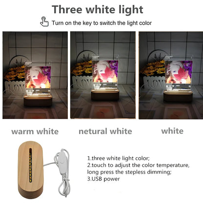 Custom Spotify Note Night Light with wood base, acrylic panel, and USB cable for personalised home decor